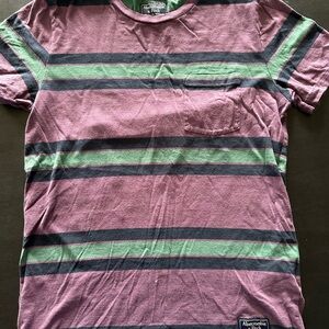 Abercrombie & Fitch Mauve Purple Stripe Tee with Green and Navy